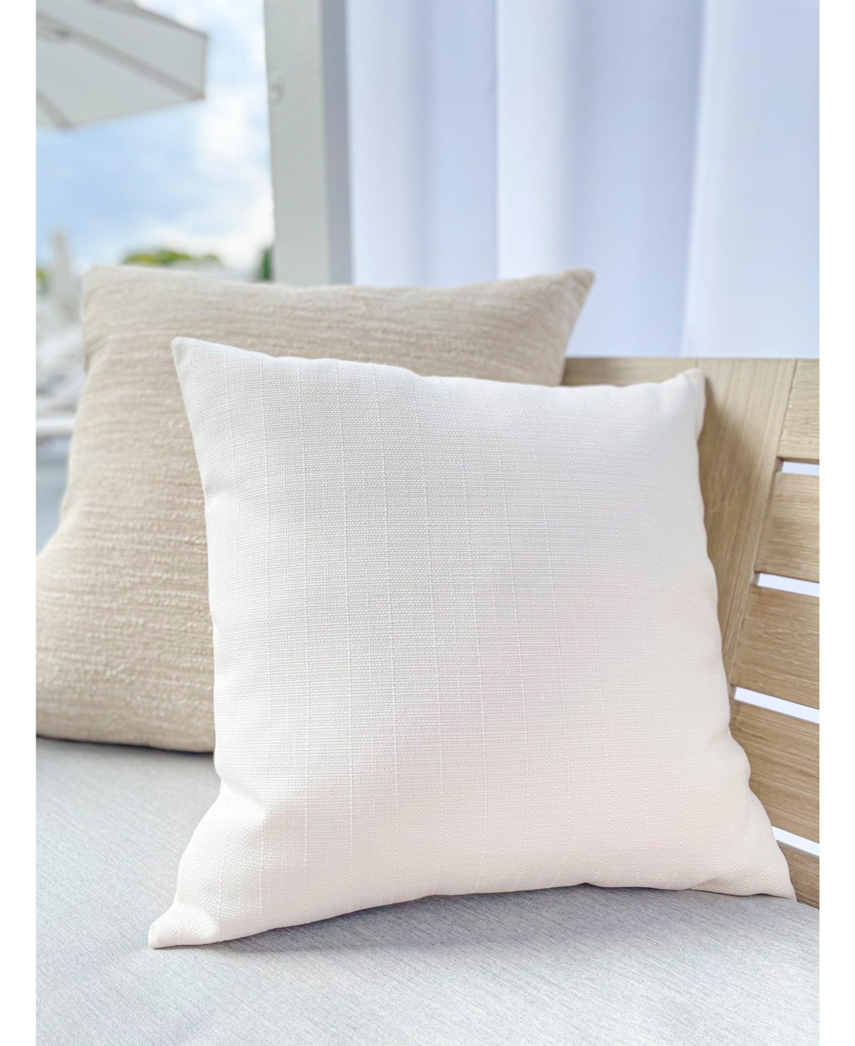 Anaya Home Seaside SmoothIndoor Outdoor Pillow - White