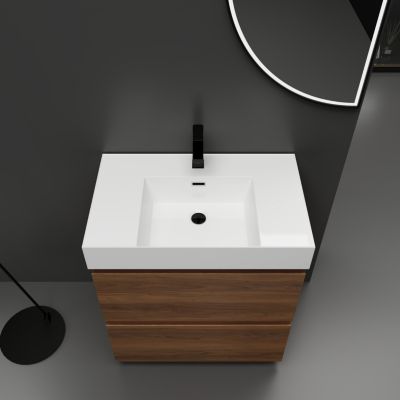Modern 30" Bathroom Vanity with Single Sink, Double Drawer, Brown