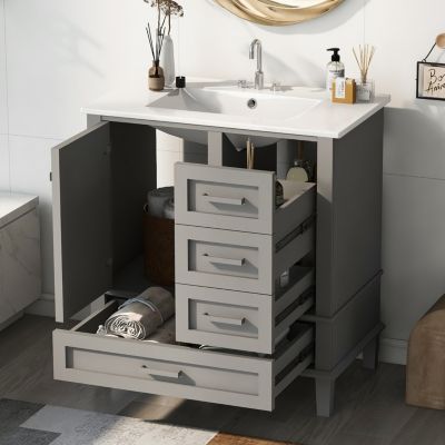 30" Modern Bathroom Vanity with Sink and Storage