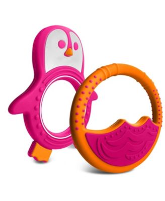Baby Girls Penguin Teether – Fun and Cute Penguin Soothing Teether – Soft Silicone Teethers with Textured Design for Soothing and Gum Massage – Waterproof Teething Toys 0-6