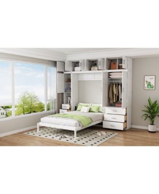 Full Size Murphy Bed with Lockers & Wardrobes