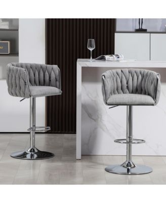 Streamdale 360 Swivel Bar Stools with Woven Back & Footrest (Set Of 2)