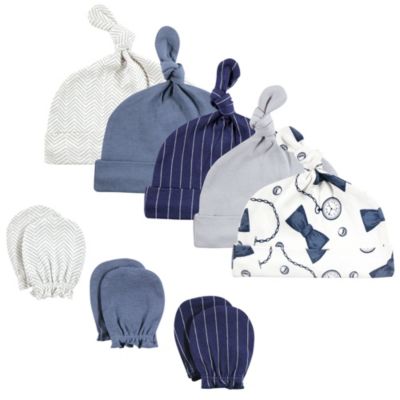 Baby Boys 16Pk Knotted Cap/Scratch Mitten Set