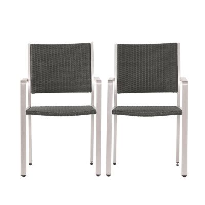 Modern Aluminum Outdoor Wicker Dining Chairs (Set Of 2)