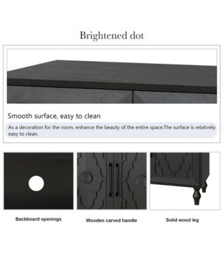 Black Carved Door Storage Cabinet