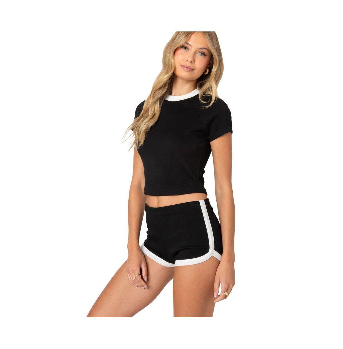 Edikted Women's Elana contrast raglan top - Black-and-white