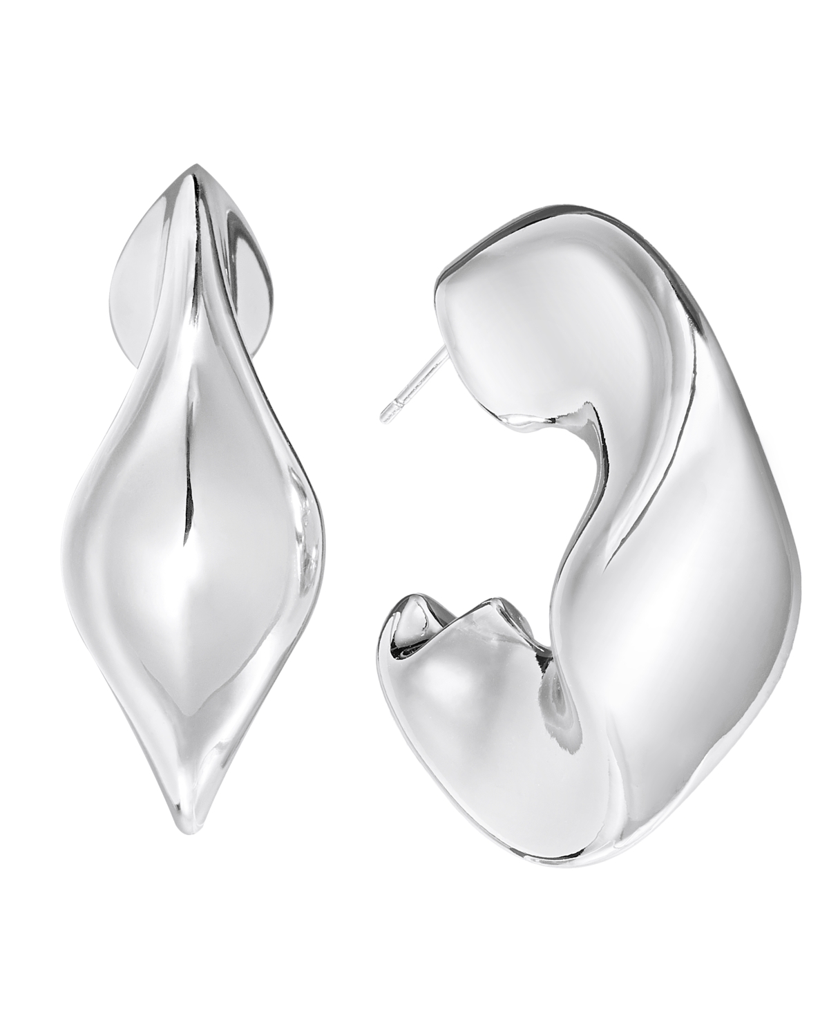 And Now This Silver Plated Or 18k Gold Plated Brass Wavy C Hoop Earring In Silver