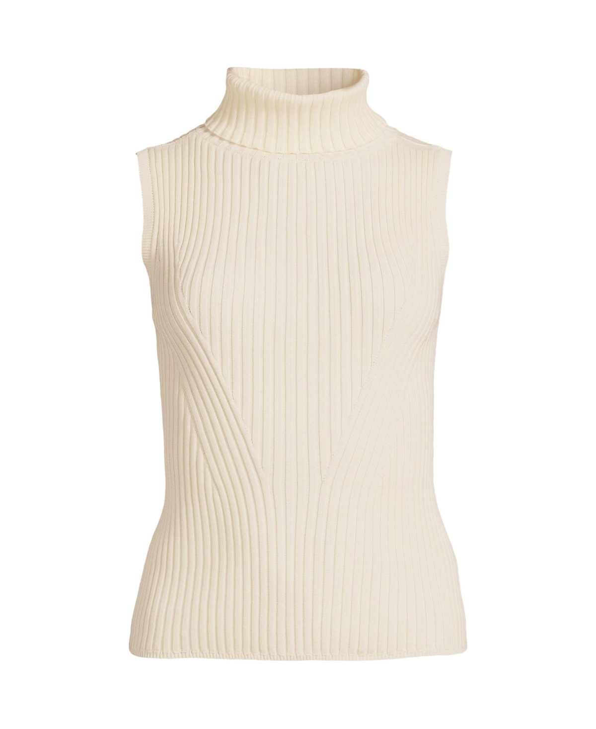 Lands' End Women's Fine Gauge Cotton Turtleneck Tank Sweater