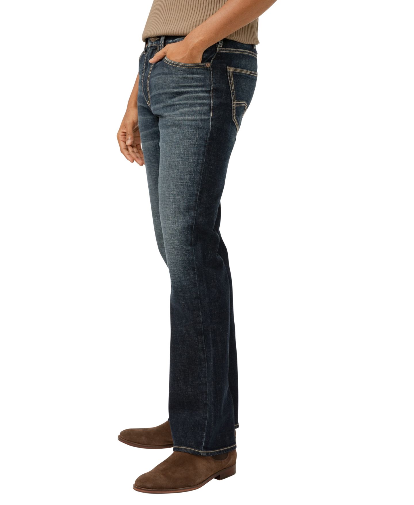 Мужские джинсы Silver Jeans Co. Zac Relaxed Fit Straight Leg, цвет: Индиго — фото 3