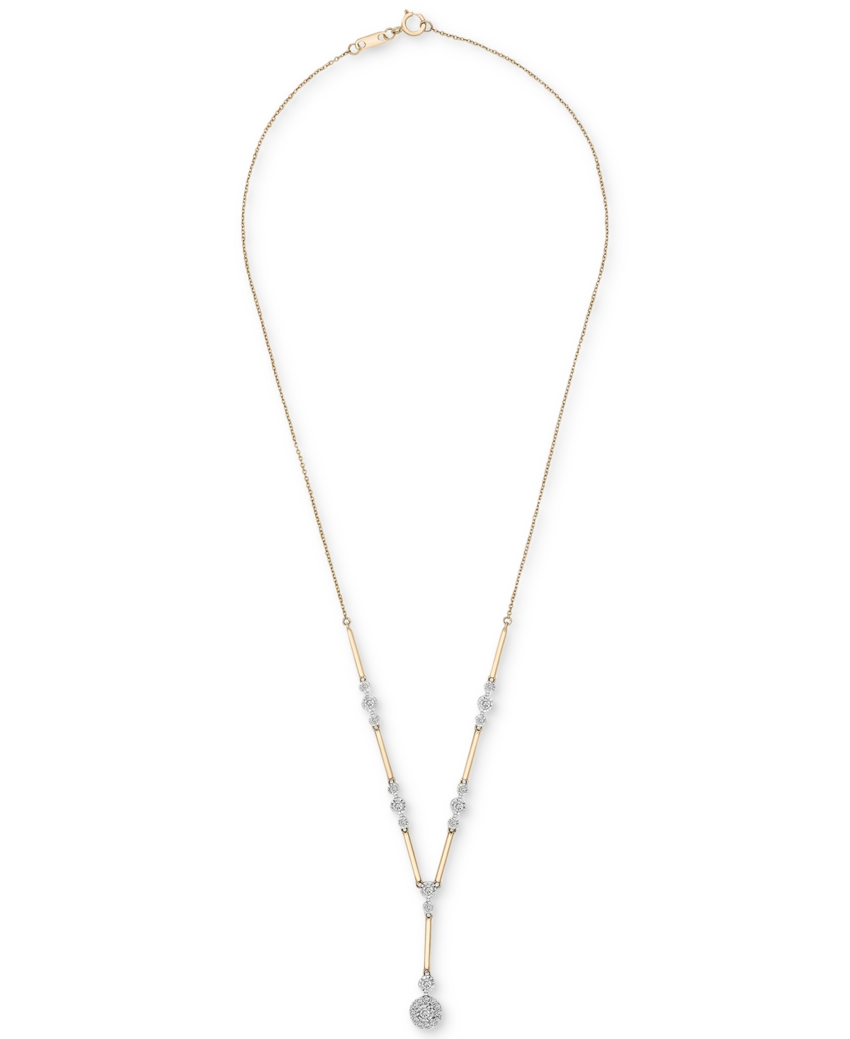 Wrapped In Love Diamond Station Lariat Necklace (1/2 Ct. T.w.) In 14k Gold, 15" + 2" Extender, Created For Macy's In Yellow Gold