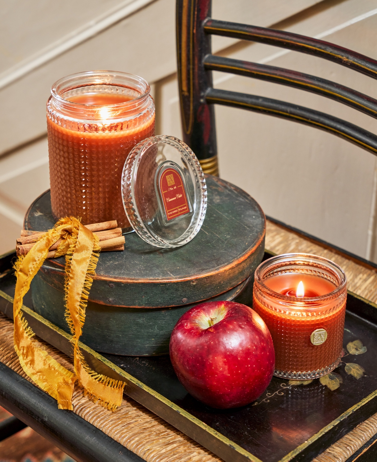 Aromatique Cinnamon Cider Textured Glass Candle With Lid, 15oz In Honey Brown