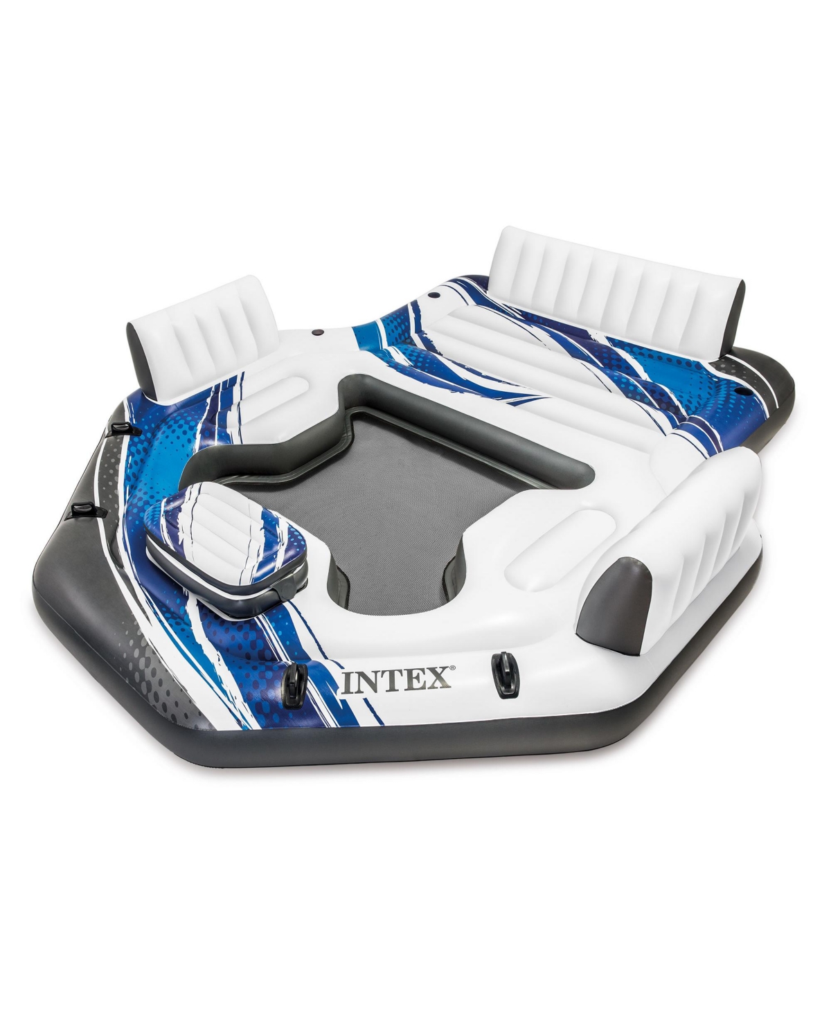 Blue Tropic Inflatable Lake Island Water Float with Cooler and Cupholders - Blue