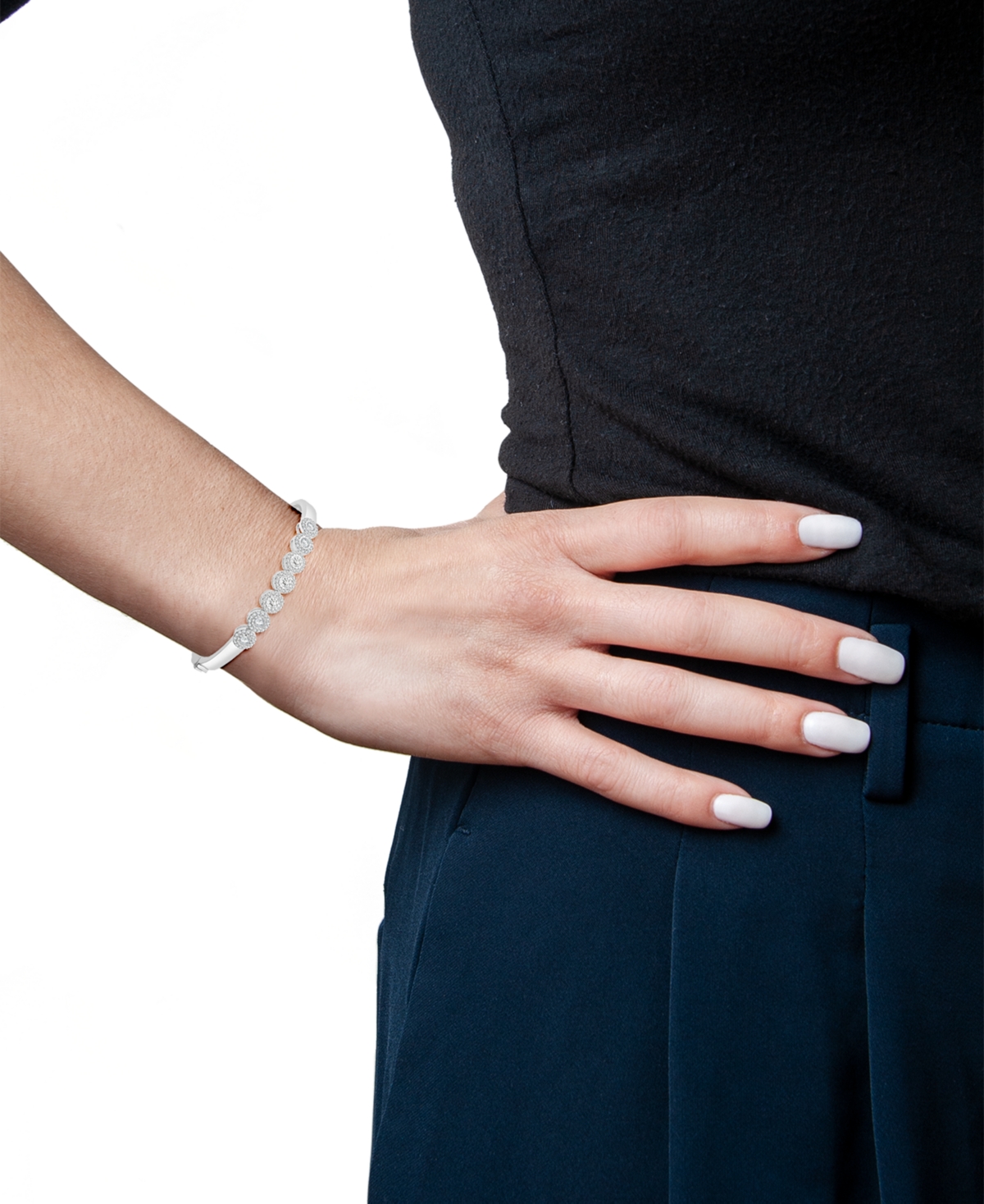 Wrapped In Love Diamond Halo Bangle Bracelet (1 Ct. T.w.) In Sterling Silver In Sterling Silver