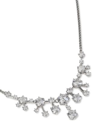 Rhodium-Plated Cubic Zirconia Statement Necklace, 16" + 2" extender, Created for Macy's