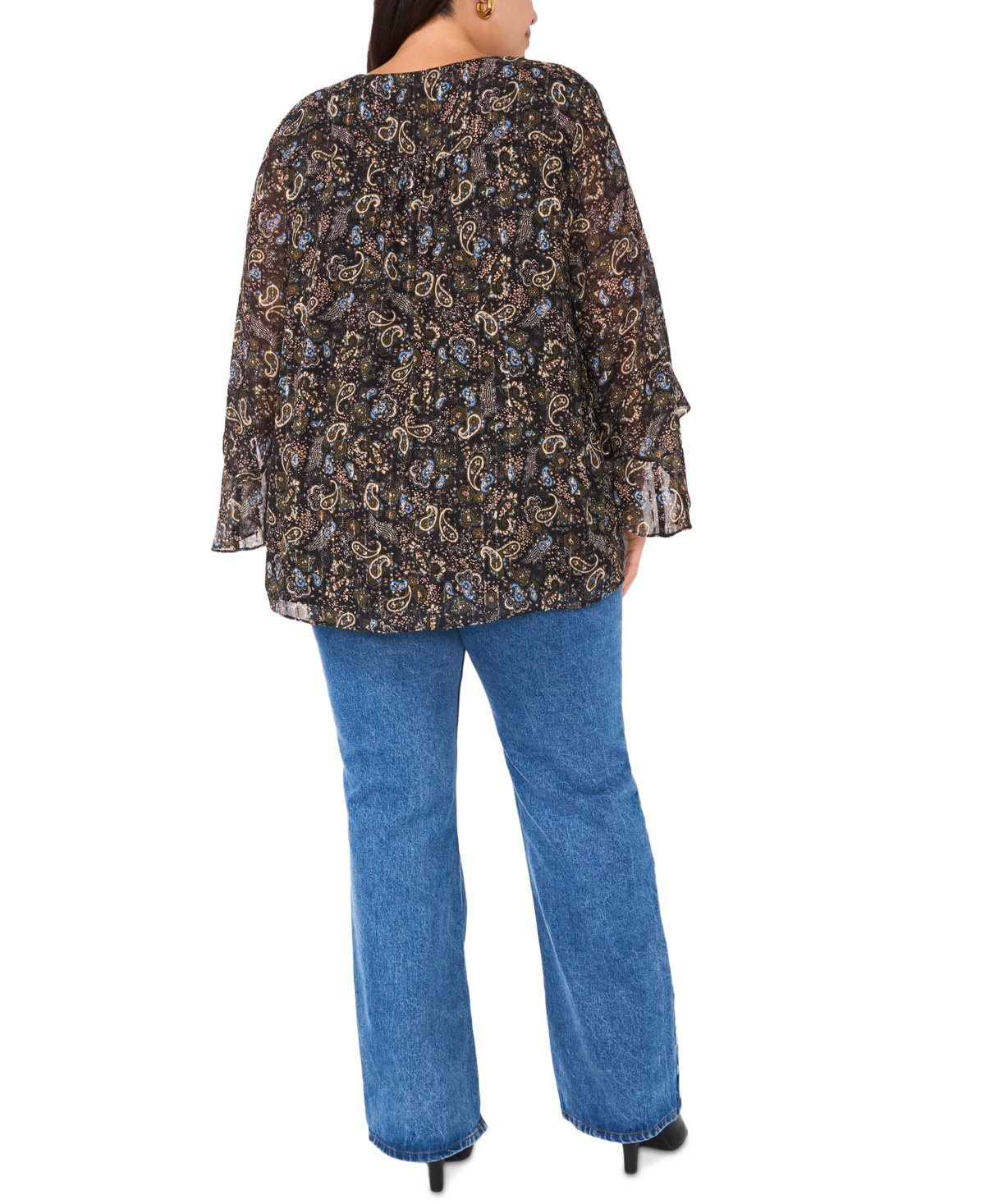 Vince Camuto Plus Size Paisley-Print Crossover-Hem Top