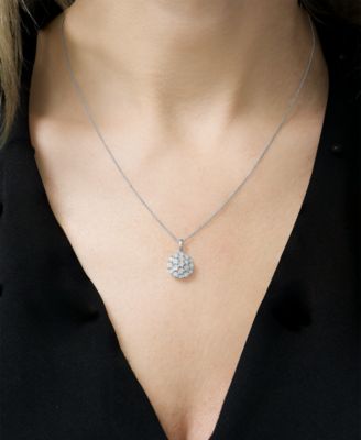 Diamond Cluster 18" Pendant Necklace (1/10 ct. t.w.) in Sterling Silver, Created for Macy's