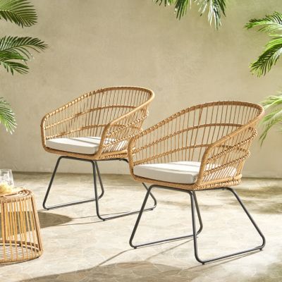 Wicker-Wrapped Tub Chair Transitional Outdoor Masterpiece