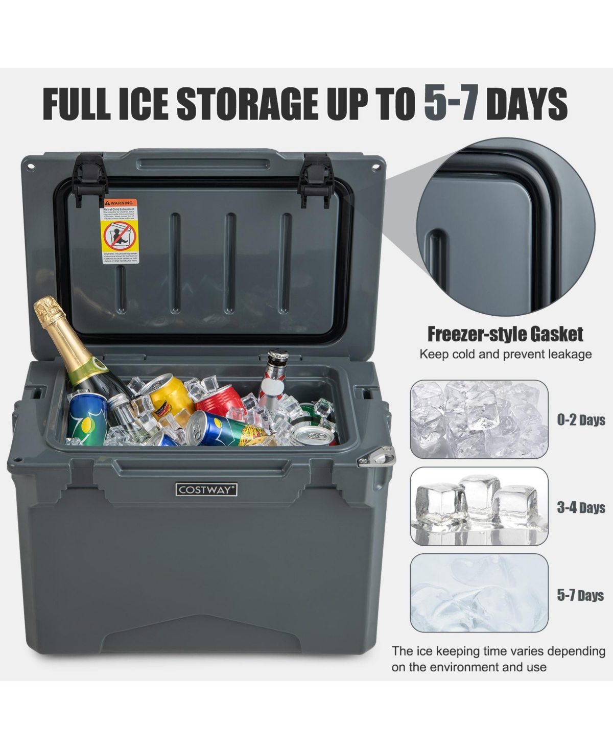 Slickblue 25 Qt Hard Cooler with Aluminum Handle and Integrated Cup Holders