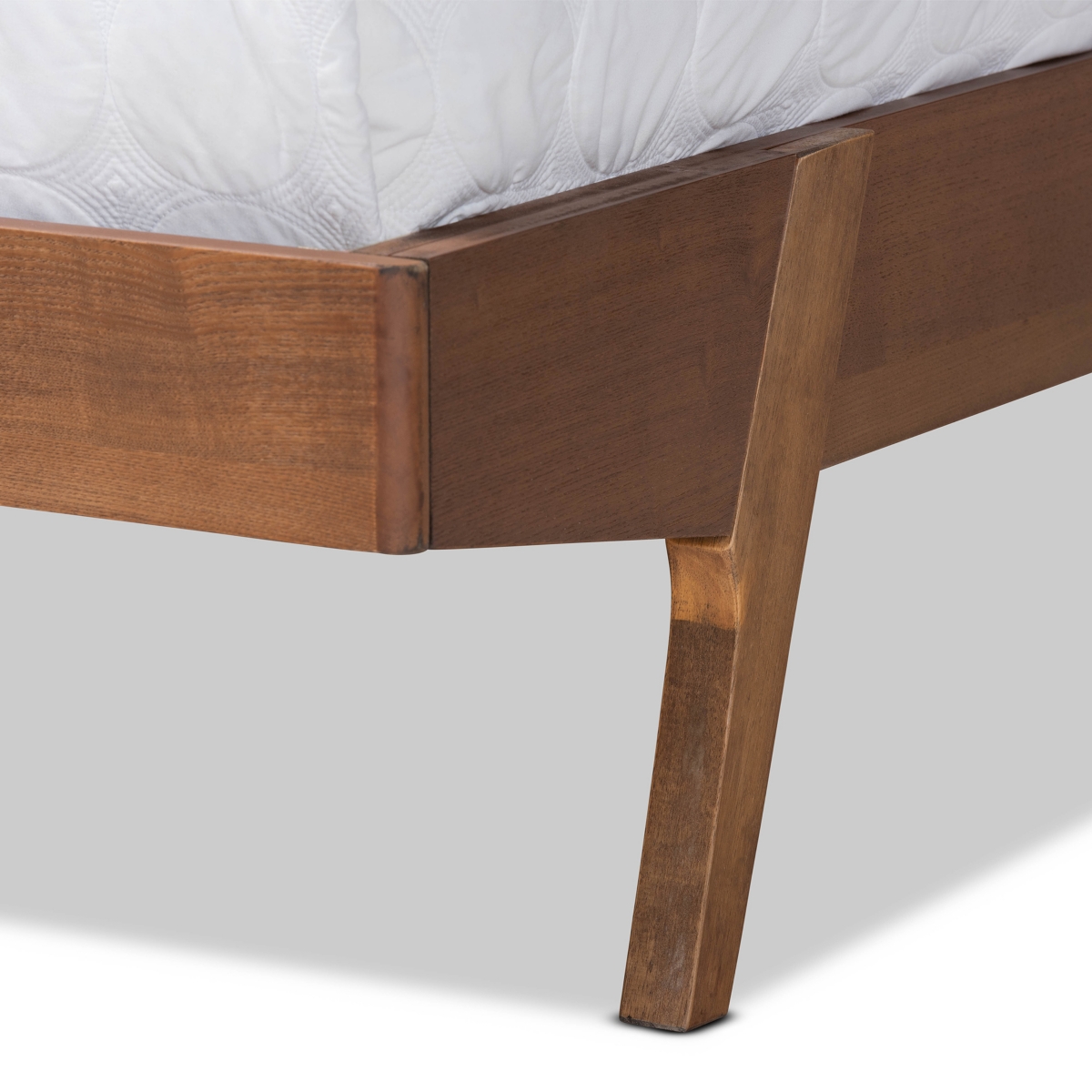 Baxton Studio Senna Mid-Century ModernFabric Upholstered and Walnut Brown Finished Wood King Size Platform Bed - Beige/walnut brown