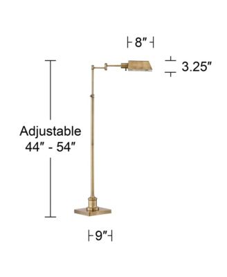 Industrial Adjustable Swing Arm Pharmacy Floor Lamp with USB Charging Port 54" Tall Aged Brass Living Room Reading