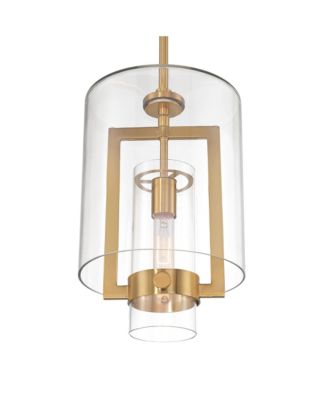 Camden Warm Brass Gold Mini Pendant 10" Wide Modern Clear Glass Fixture for Dining Room House Kitchen Island