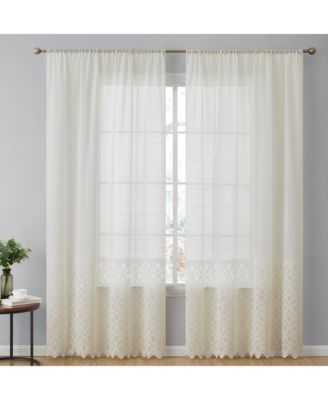 Monaco Premium Soft Decorative Ombre Lace Semi Sheer Light Filtering Rod Pocket Curtain Panels - Set of 2