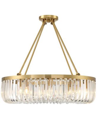 Jenna Modern Glam Ceiling Light Semi Flush-Mount Fixture 28" Soft Gold Metal 8-Light Clear Glass Shade for Bedroom Kitchen Living Family Room Hallway Dining Bathroom House