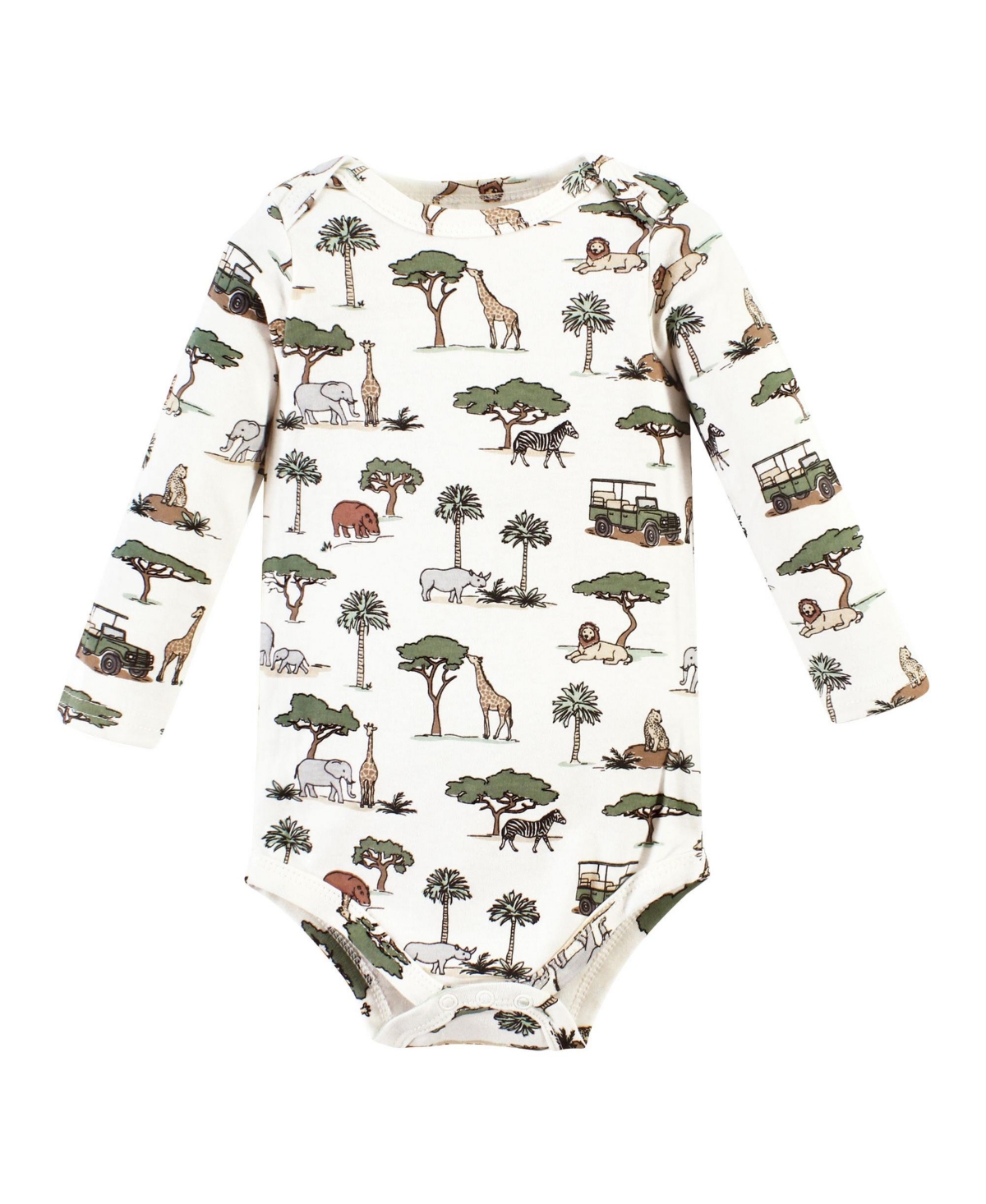 Hudson Baby Baby Boys Cotton Bodysuit and Pant Set, Preemie - Going on safari long sleeve