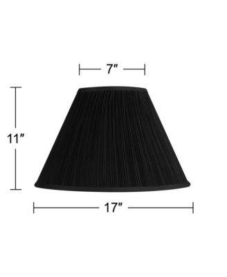 Black Mushroom Pleated Large Empire Lamp Shade 7" Top x 17" Bottom x 11" High x 11.5" Slant (Spider) Replacement with Harp and Finial