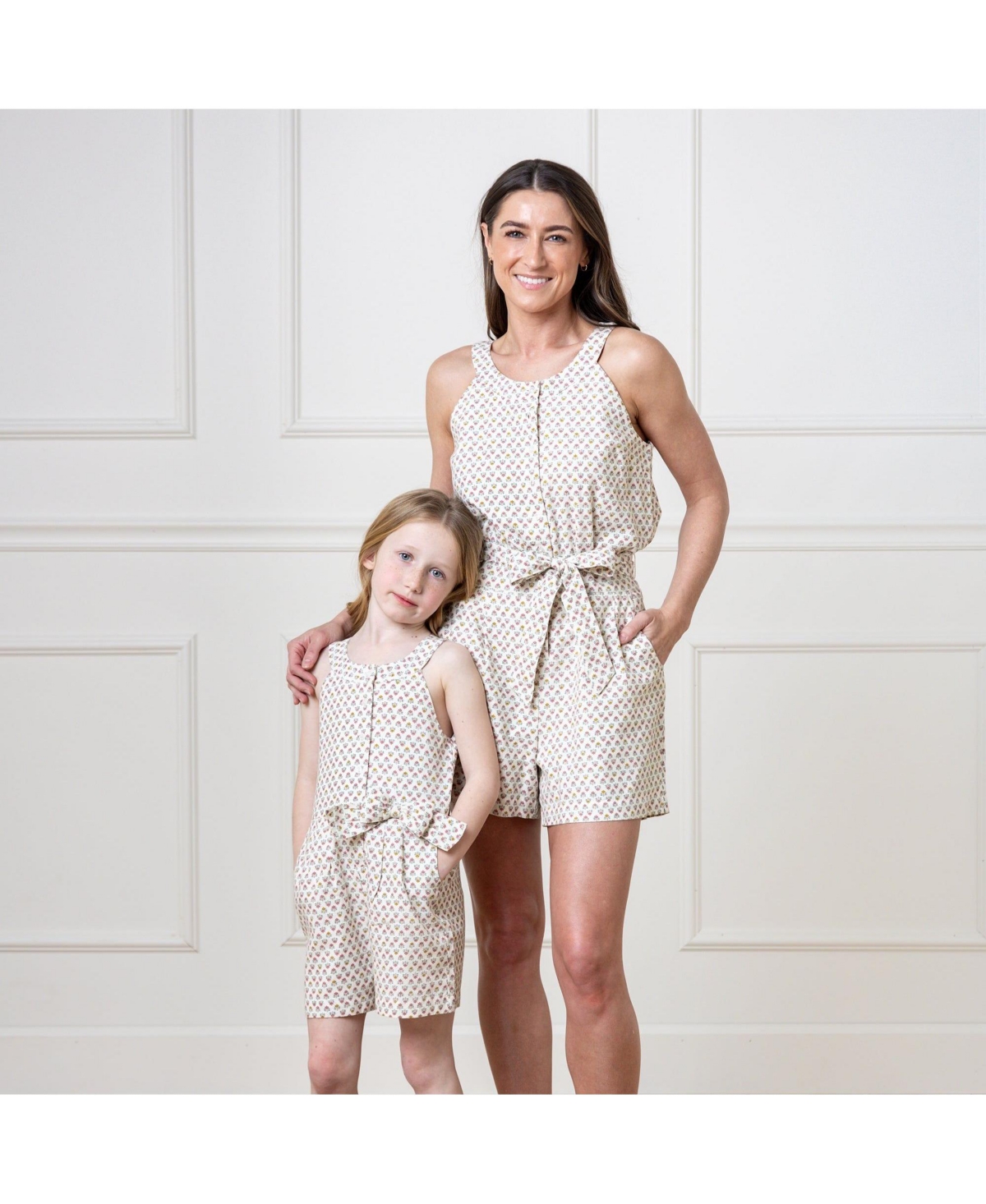 Hope & Henry Toddler Girls Halter Button Front Linen Romper