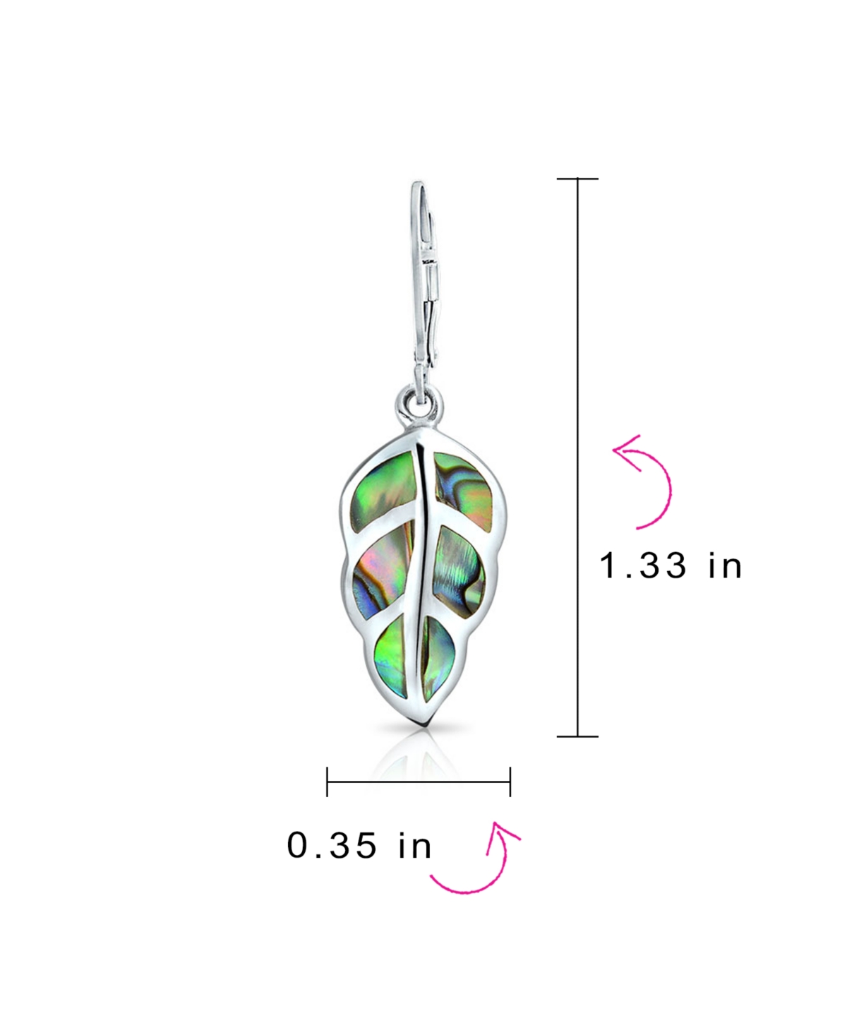 Bling Jewelry Rainbow Shell Nature Iridescent Leaf Drop Dangle Lever back Abalone Earrings For Women For Sterling Silver - Multi-color