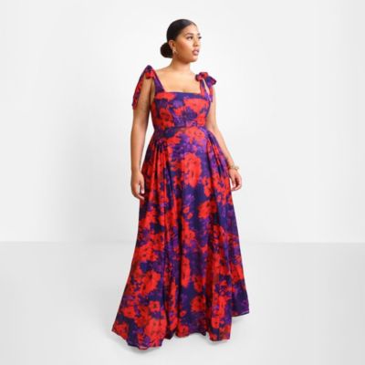 Women's Adelina Floral Tie Strap Maxi Skater Dress