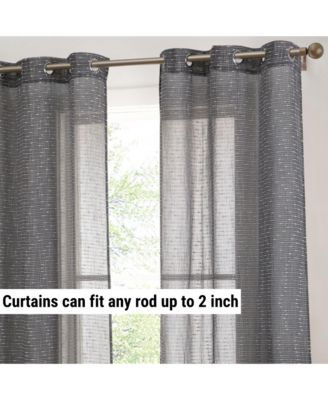 Emily Faux Linen Semi Sheer Light Filtering Transparent Grommet Lightweight Window Curtains Drapery Panels, 2 Panels