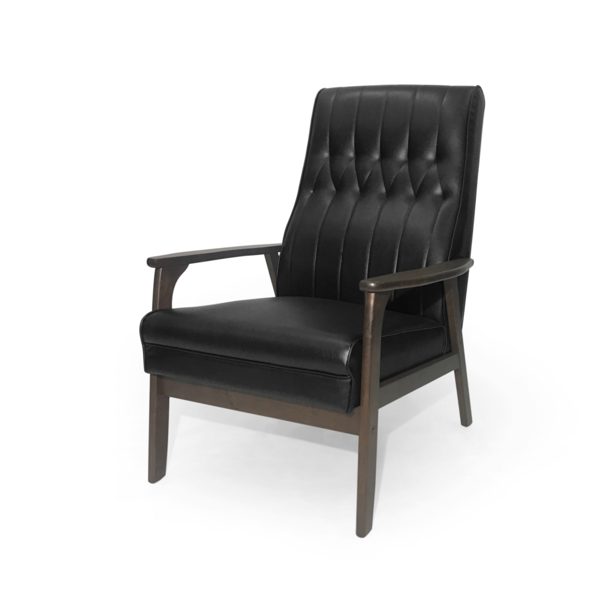 Mid-Century Modern Faux Leather Accent Chair