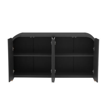 4-Door Wavy Cabinet with Adjustable Shelves and Curved Corners for Living Room or Entryway