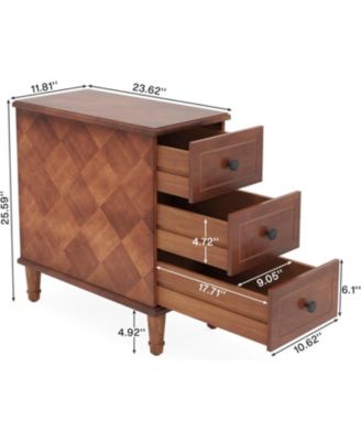 Slim, Solid Wood, End Table with Drawers – Fully Assembled Nightstand for Small Spaces in Bedroom or Living Room.