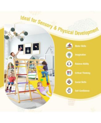 8-in-1 Wooden Jungle Gym Playset with Slide and Monkey Bars For Outdoor Play