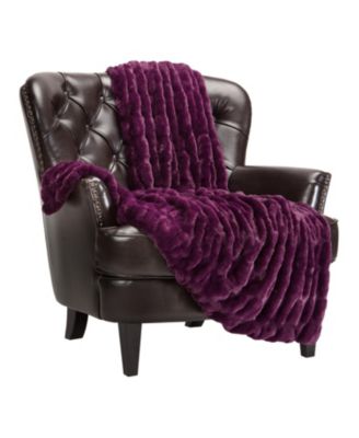 Premium Ruched Faux Fur & Mink Reversible Blanket, Throw