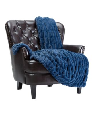 Premium Ruched Faux Fur & Mink Reversible Blanket, Throw