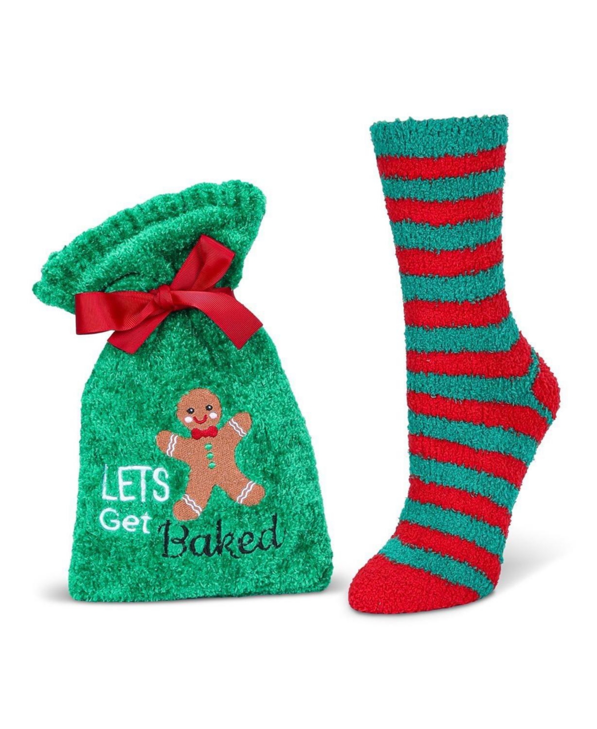 Lets Get Baked Cozy Socks & Gift Bag Set - Green