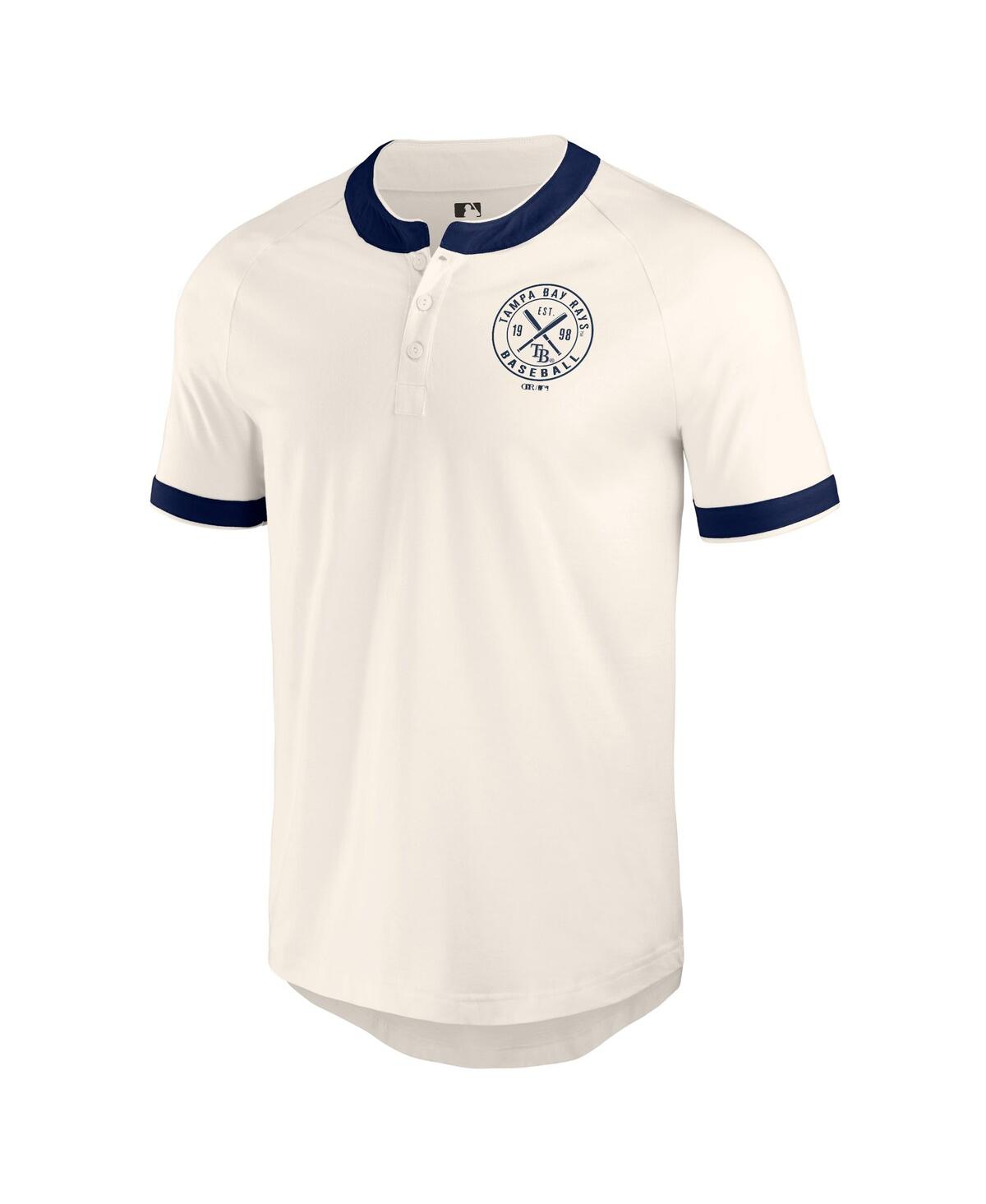 Fanatics Men's White Tampa Bay Rays Henley Raglan T-shirt In Heather Navy