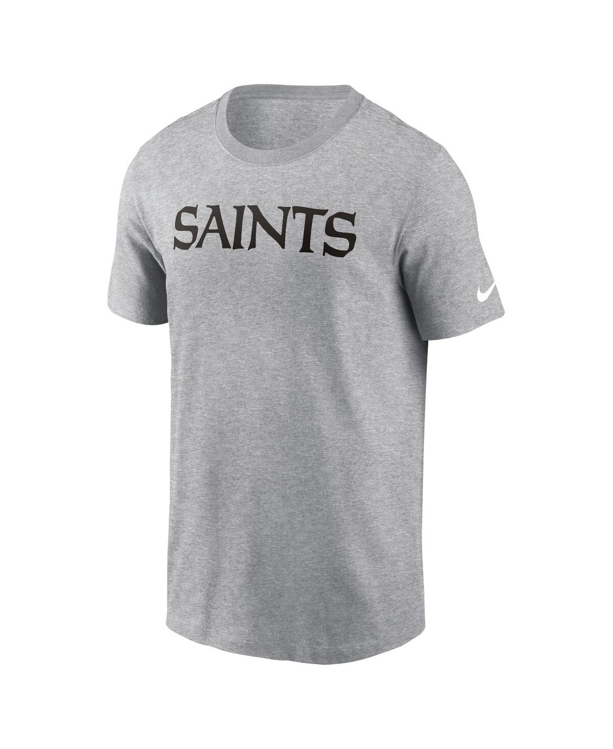 Nike Men's Heather Gray New Orleans Saints Primetime Wordmark Essential T-shirt In Heather Gray