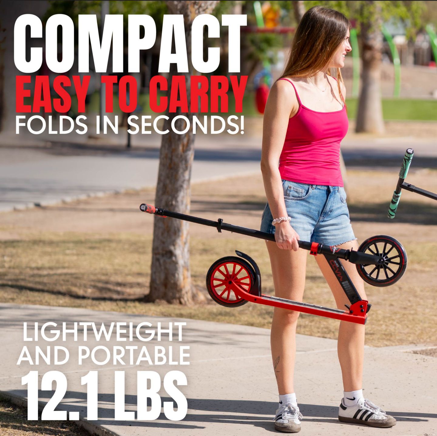 Детская игрушка Madd Gear Scoot 200 Folding 200mm Wheels Kick Scooter, 220 lbs Capacity, от 8 лет, цвет: Чёрный красный — фото 7