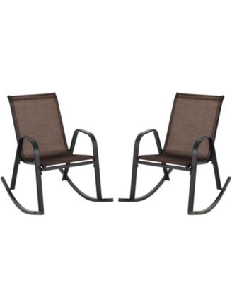 Set of 2 Heavy-Duty Metal Patio Rocking Chair with Breathable Seat Fabric