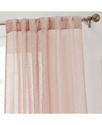 Emily Faux Linen Semi Sheer Transparent Rod Pocket Back Tab Lightweight Window Curtains Wide Panels, Pair