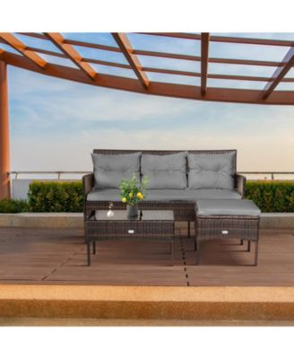 3 Pieces Patio Furniture Sectional Set with 5 Cozy Cushions