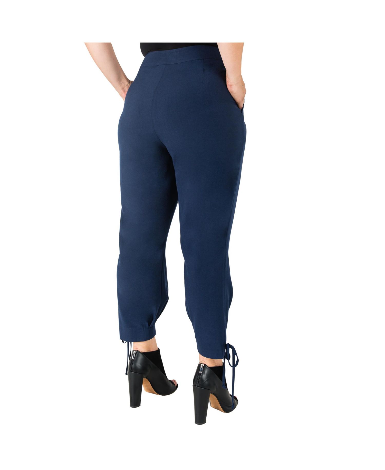 Plus Size High Waisted Ankle Tie Cuff Trousers