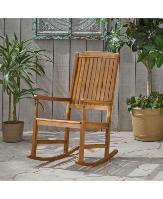 Streamdale Rustic Acacia Wood Rocking Chair With Traditional Slats
