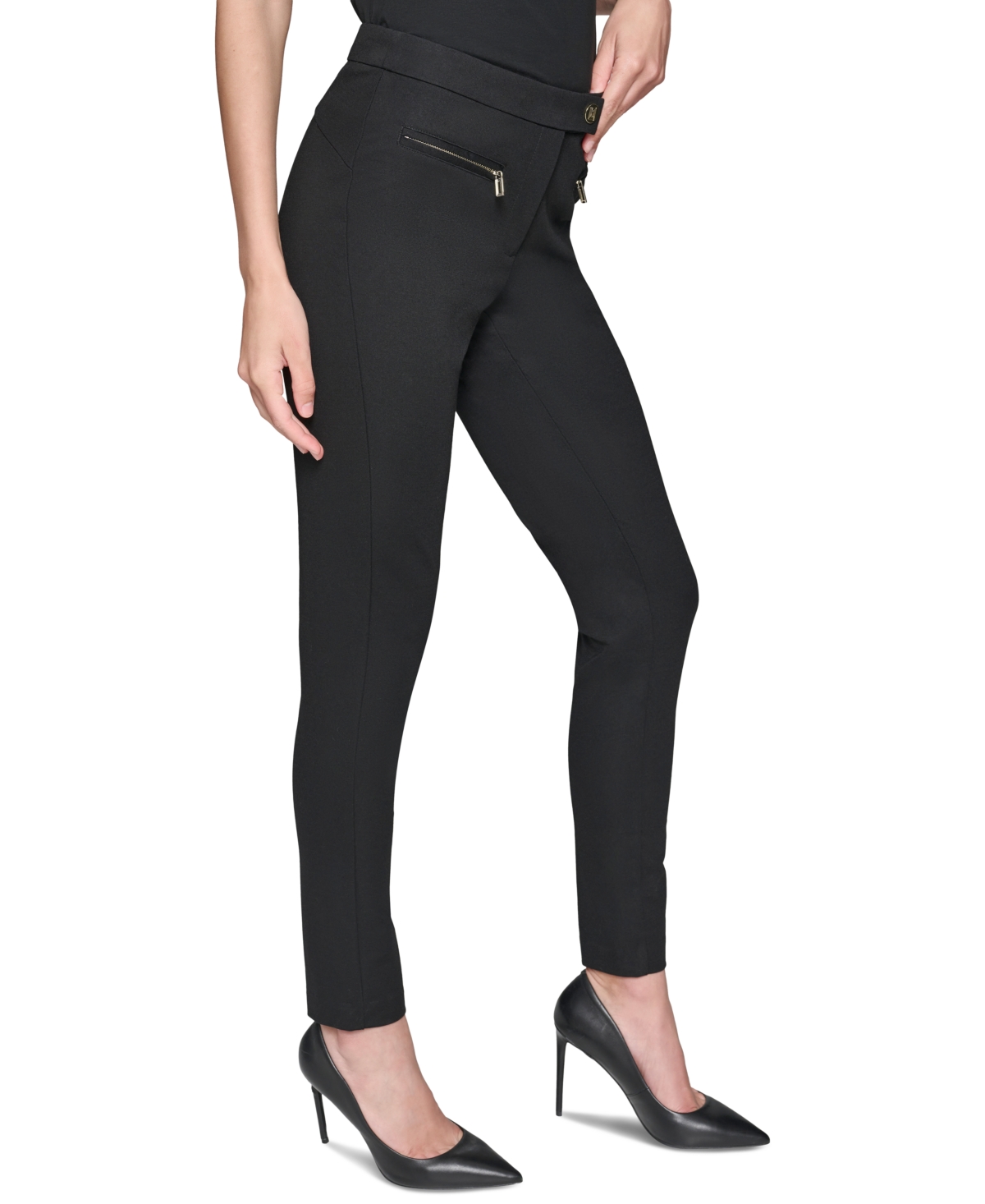 Karl Lagerfeld Paris Women's Zip-Pocket Ankle Ponte Pants