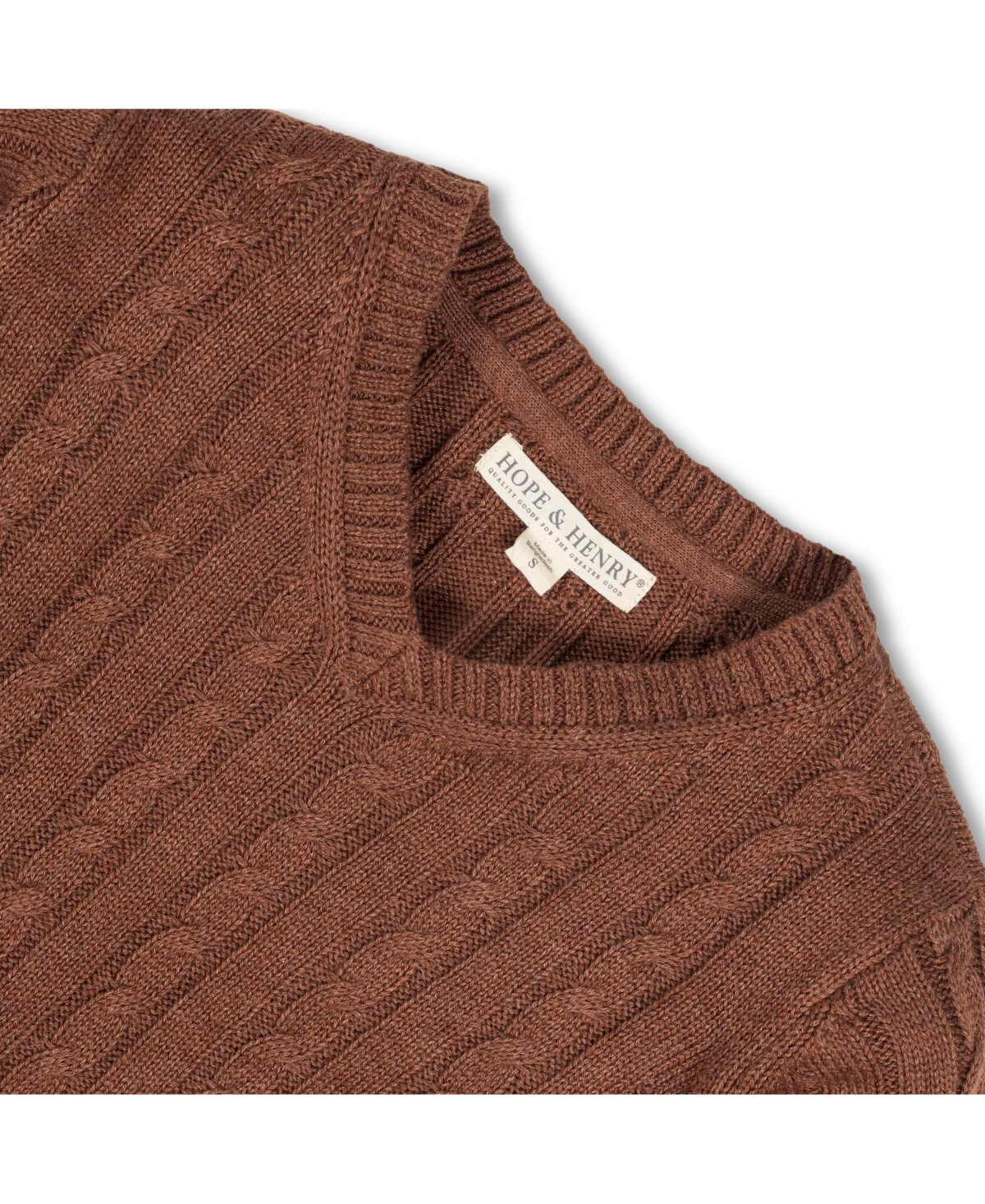 Hope & Henry Baby Boys Organic Long Sleeve Fine Gauge Cable V-Neck Sweater